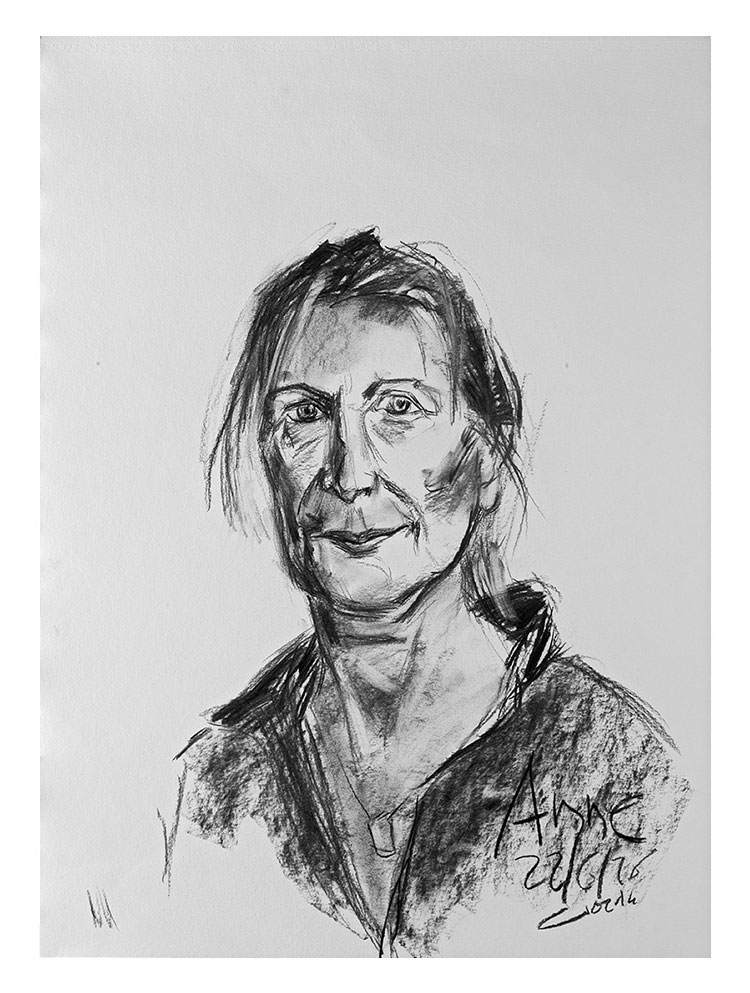 Portrait au fusain d'Anne D réalisé par Patrice Giorda